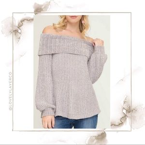 NWOT Off The Shoulder Soft Chenille Style Sweater